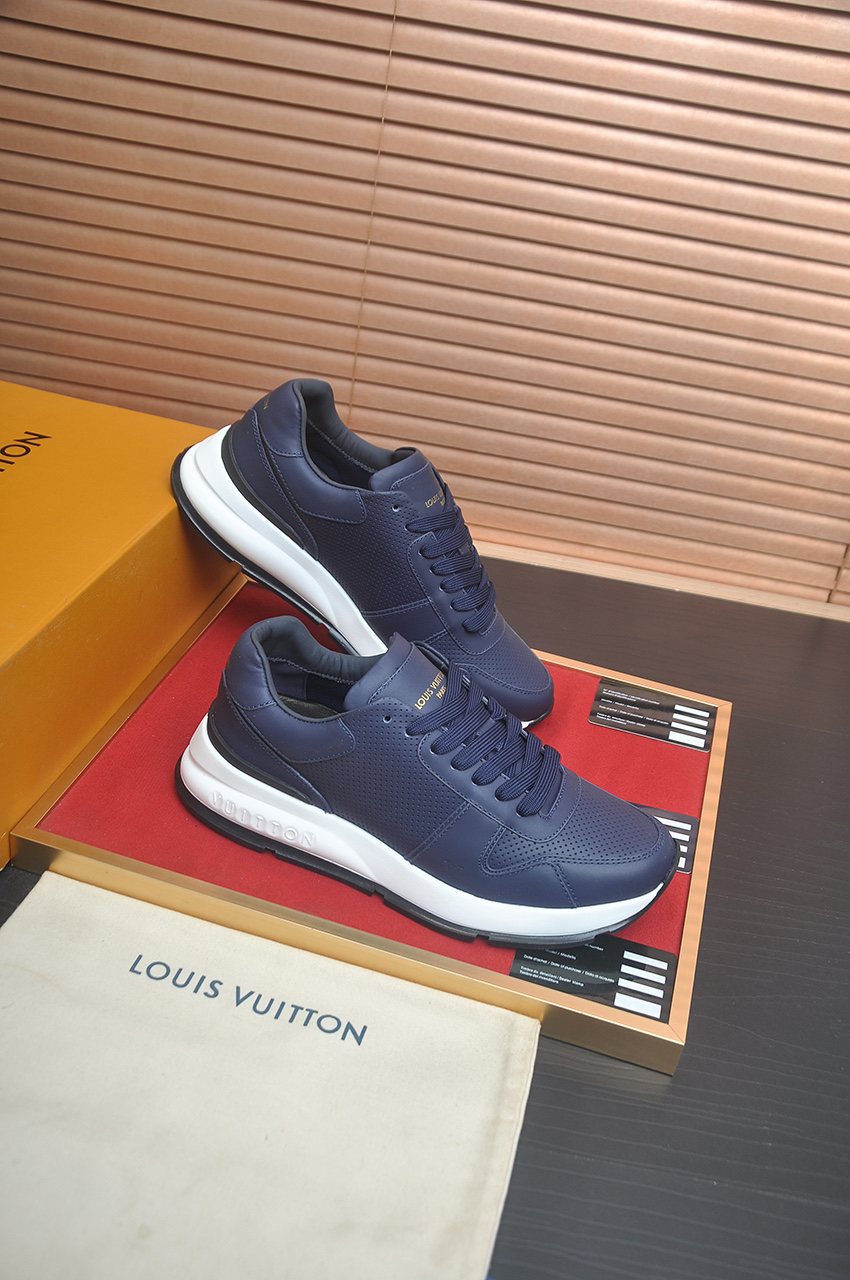 Louis Vuitton Navy Blue Low-Top Sneakers — front