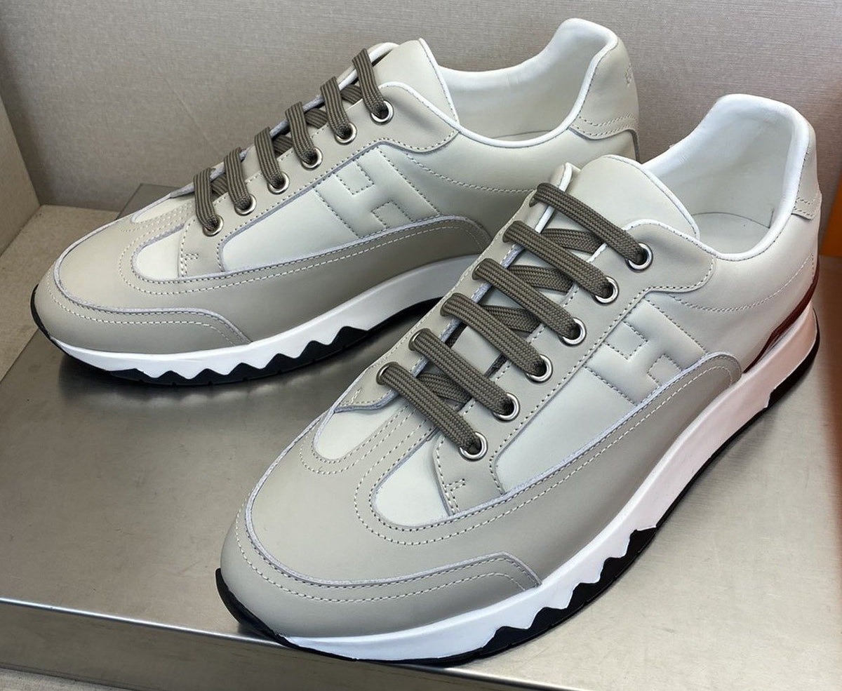 Hermès White and Gray Low-Top Sneakers — hero