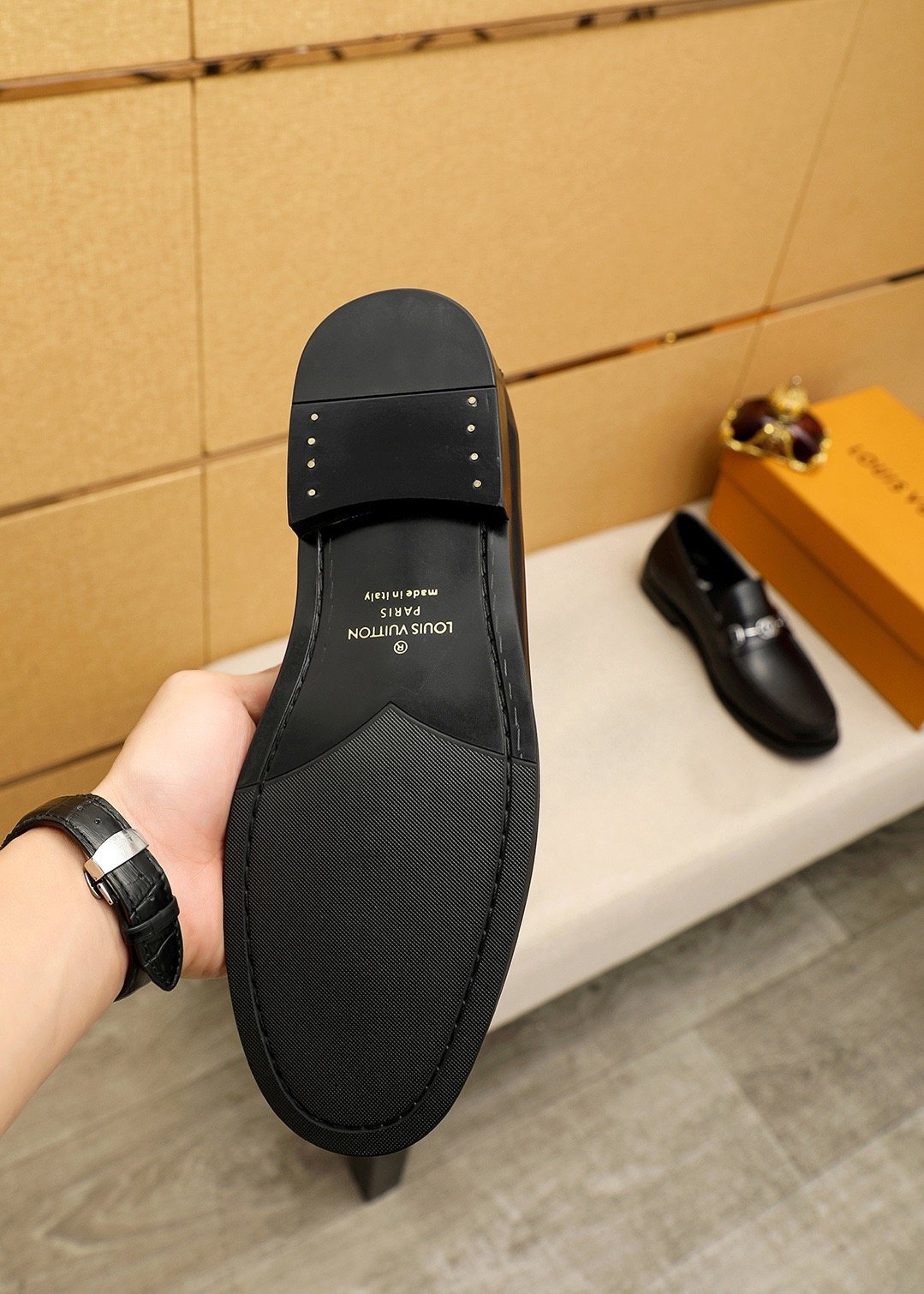 Louis Vuitton Black Hardware Loafers — detail