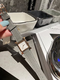 Hermès Gray Strap Gold-Tone Square Watch — hero