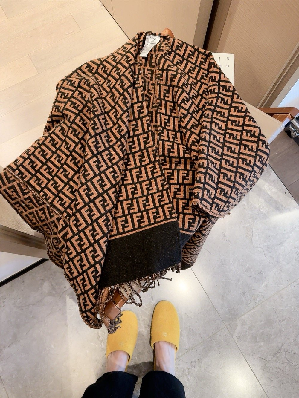 Fendi Geometric Fringed Poncho — front