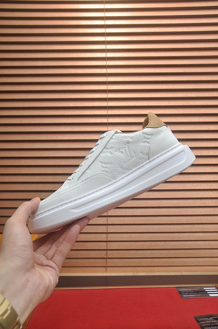 Louis Vuitton White Low-Top Sneakers — side