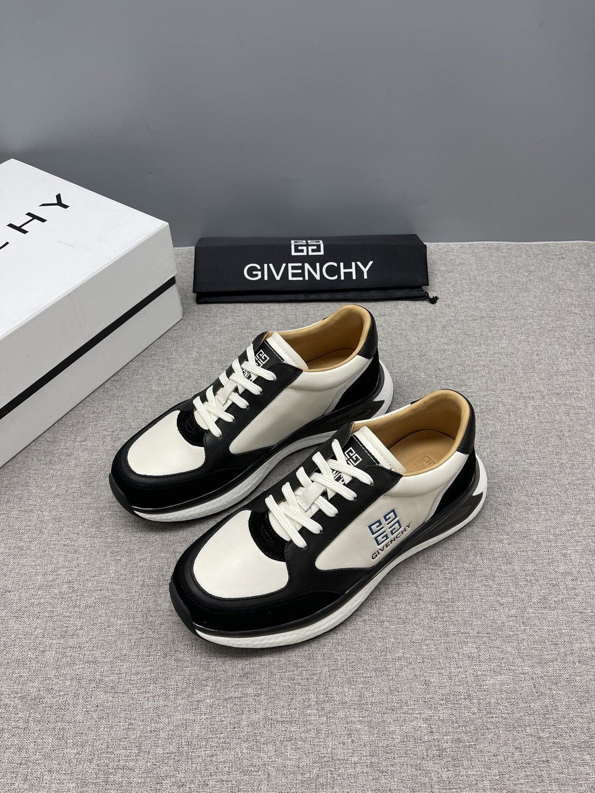 Givenchy Black and White Low-Top Sneakers — side