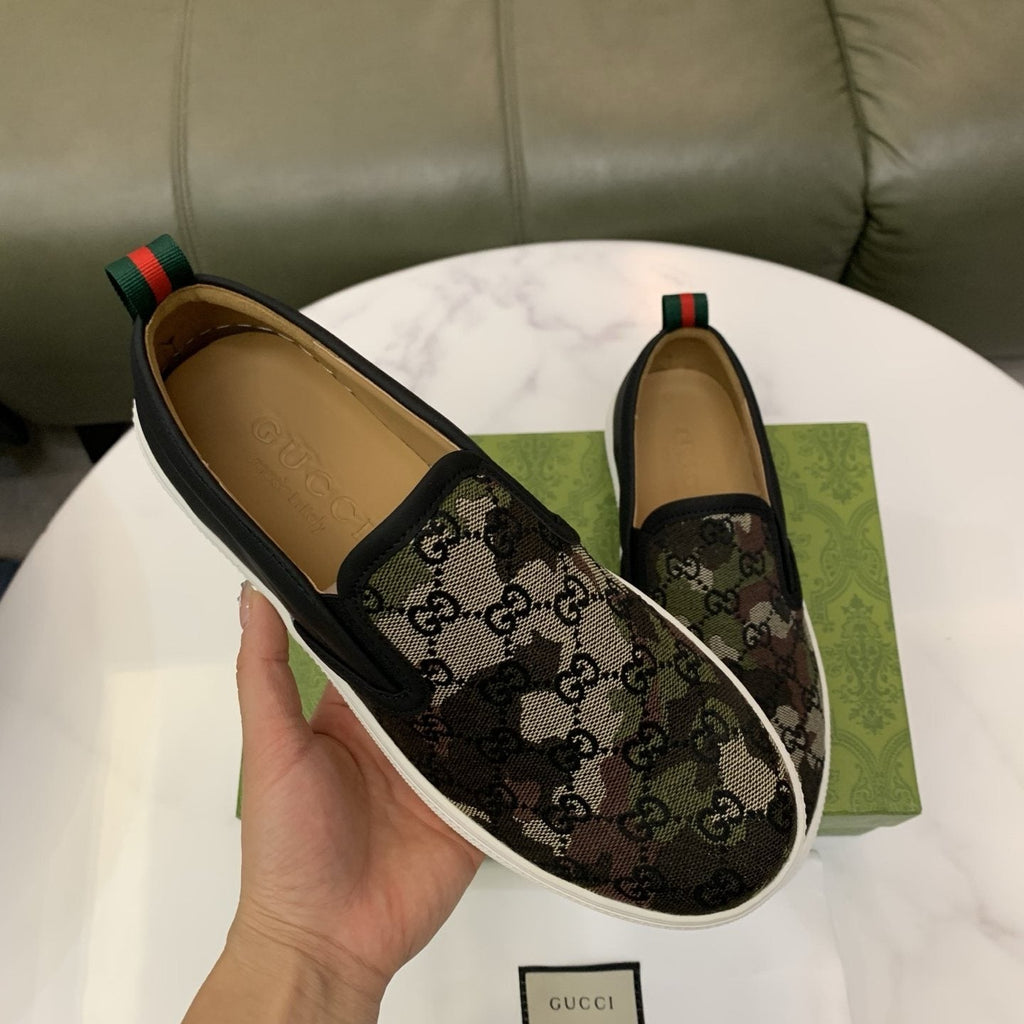 Gucci Patterned Slip-On Sneakers — model