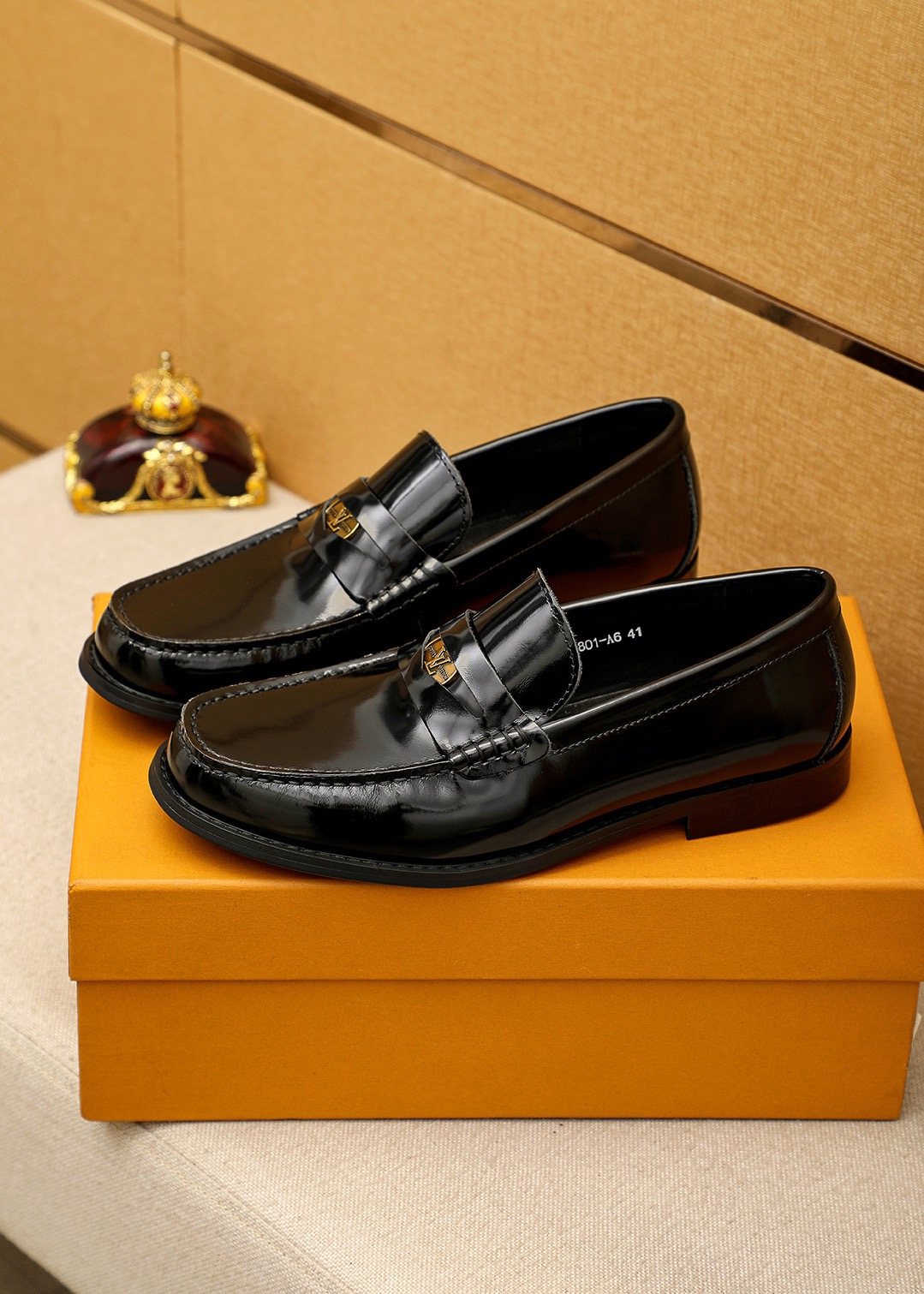 Louis Vuitton Black Leather Hardware Loafers — side