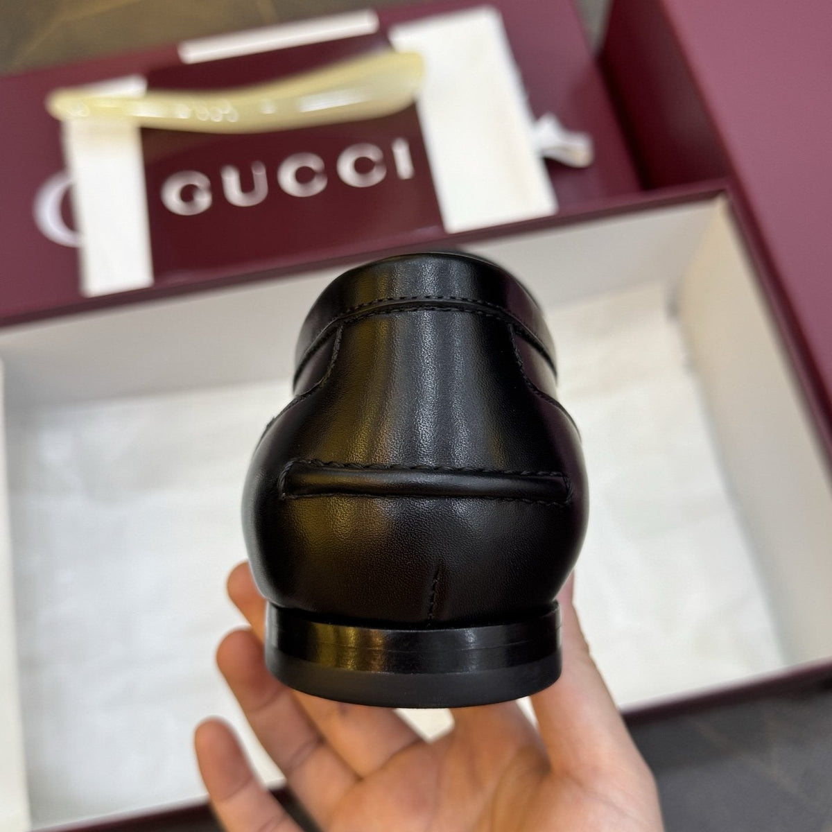 Gucci Black Web Horsebit Loafers — detail