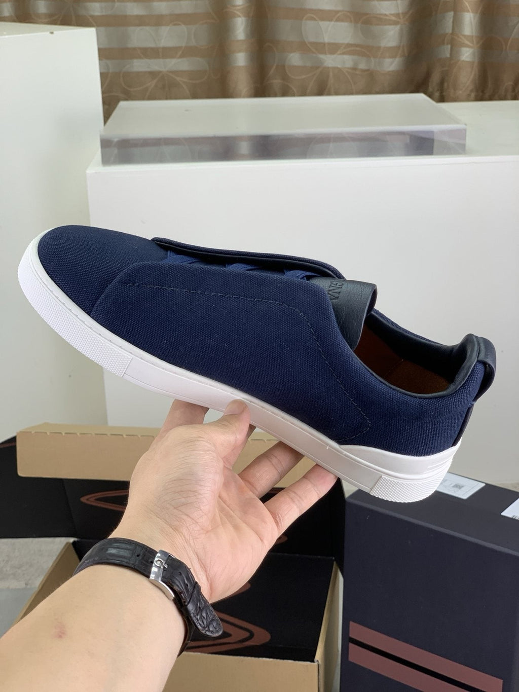 Zegna Triple Stitch Slip-On Sneakers — side