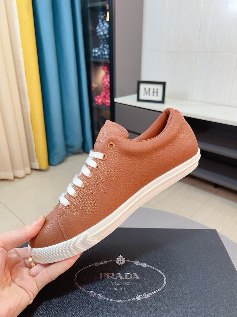 Prada Textured Low-Top Sneakers — side