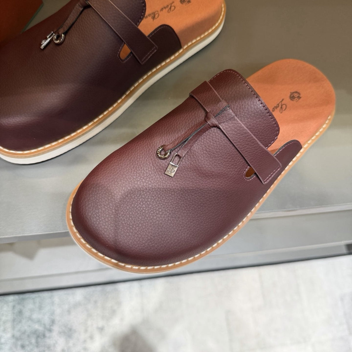 Textured Tassel Mule Loafers — front