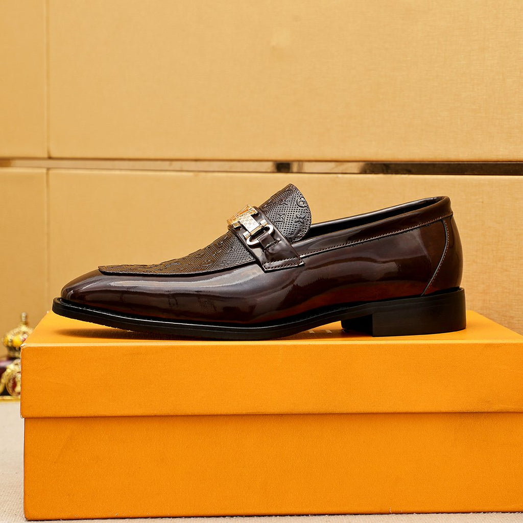 Louis Vuitton Embossed Buckle Loafers — detail