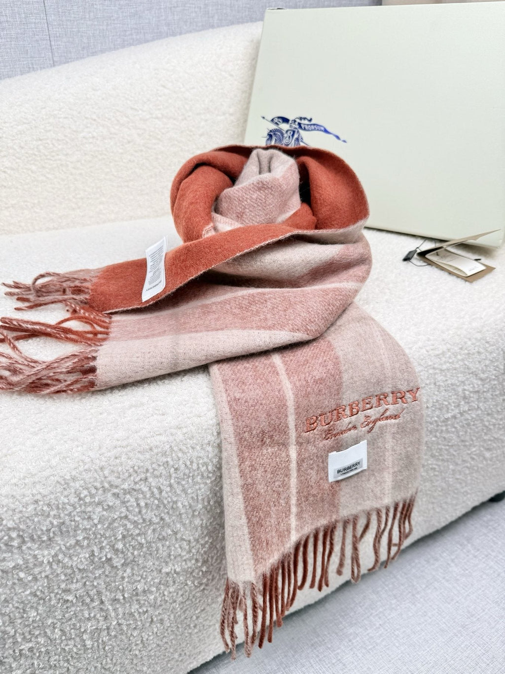Burberry Double-Sided Plaid Fringe Scarf — side