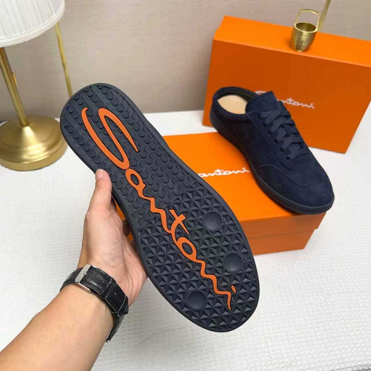 Santoni Perforated Low-Top Sneakers — back