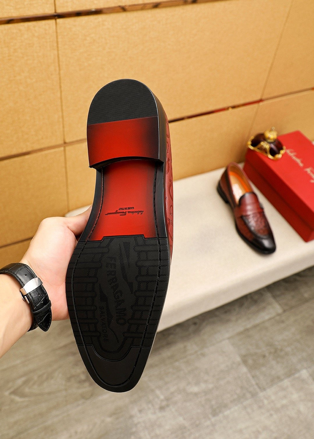 Ferragamo Embossed Buckle Loafers — back