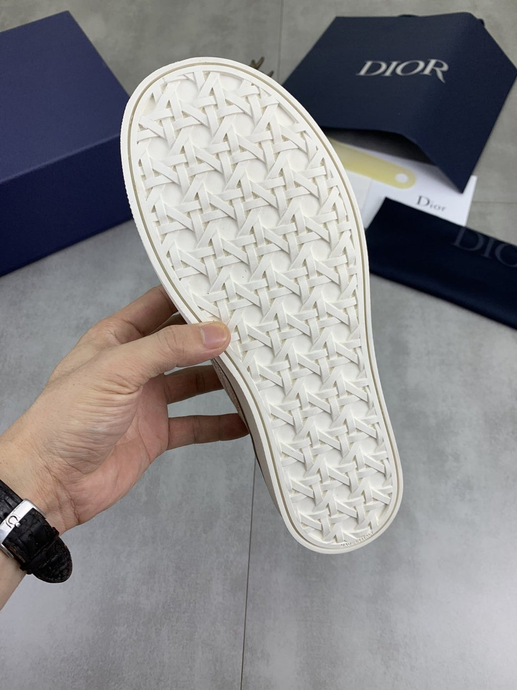 微商相册测试鞋子-Dior Cream Beige Patterned Slip-On Sneakers — detail