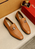 Ferragamo Textured Buckle Loafers — front