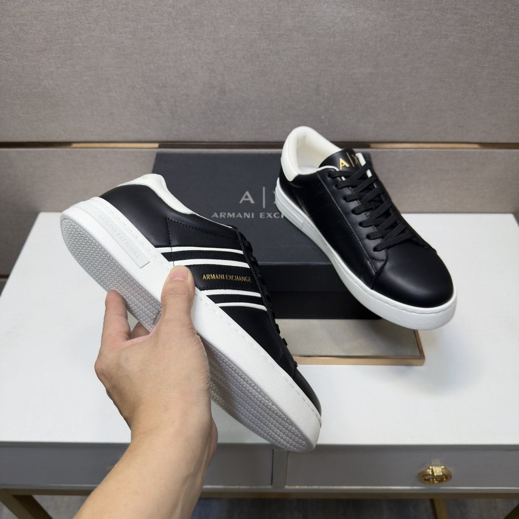 Armani Navy and White Stripe Sneakers — model